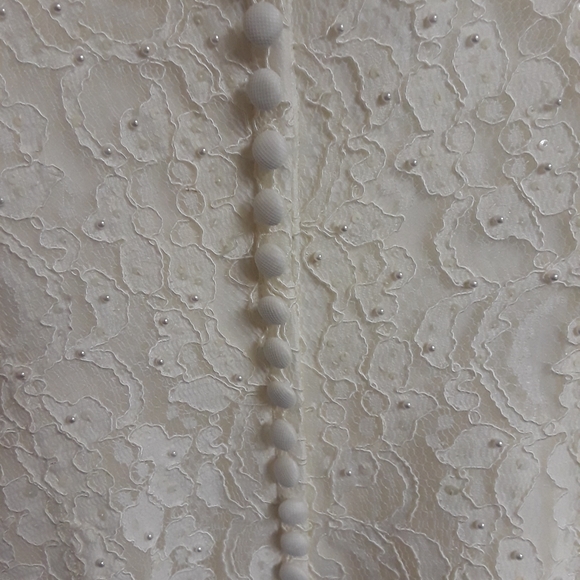 Tea Length Oleg Cassini Wedding Dress - Picture 6 of 8